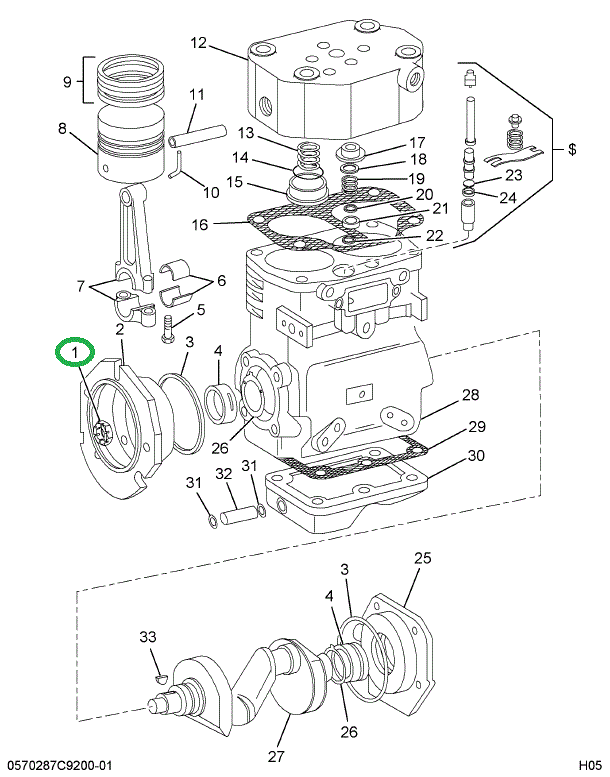 137818H NUT AIR COMPRESS CRANKSHAFT