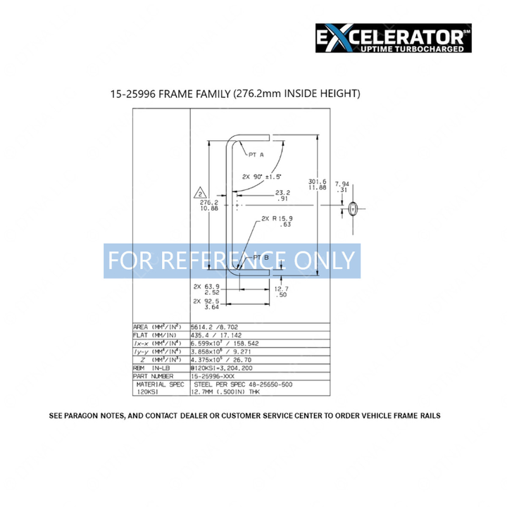 15-25996-638 FRAME-RAIL,LH,11.88IN380IN,120,SPLAY