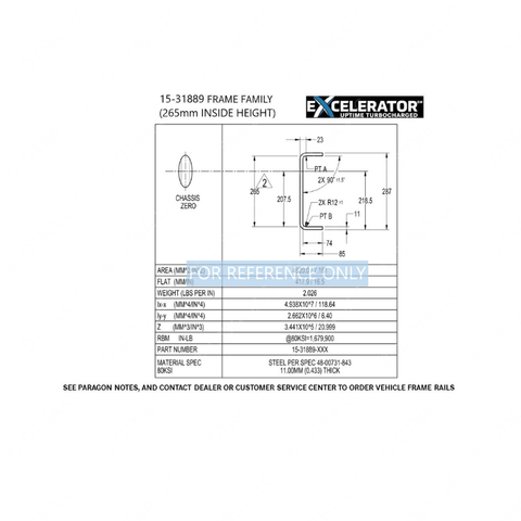 15-31889-062 FRM RAIL-11X287,80KSI,8300,LH