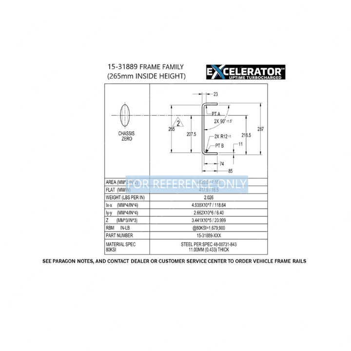 15-31889-170 FRM RAIL-11X287,80KSI,9300,RH