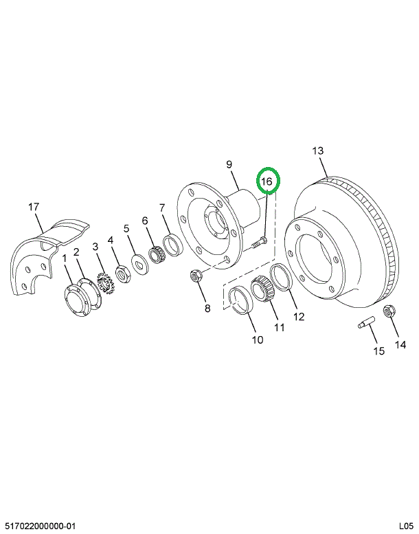 1647124C1 BOLT WHEEL HUB RH THREAD