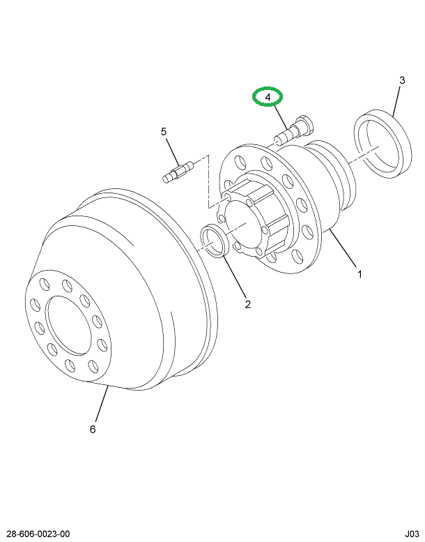 1652875C2 STUD REAR WHEEL HUB M22 X 1.5