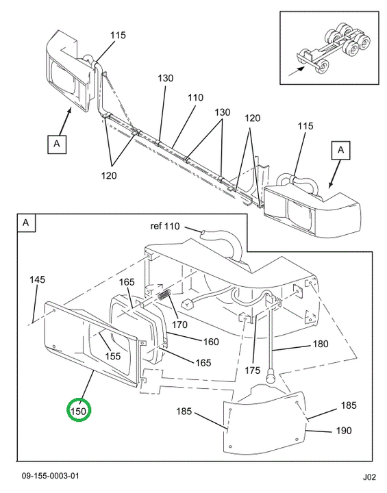 1661764C1 BEZEL HEADLIGHT RT