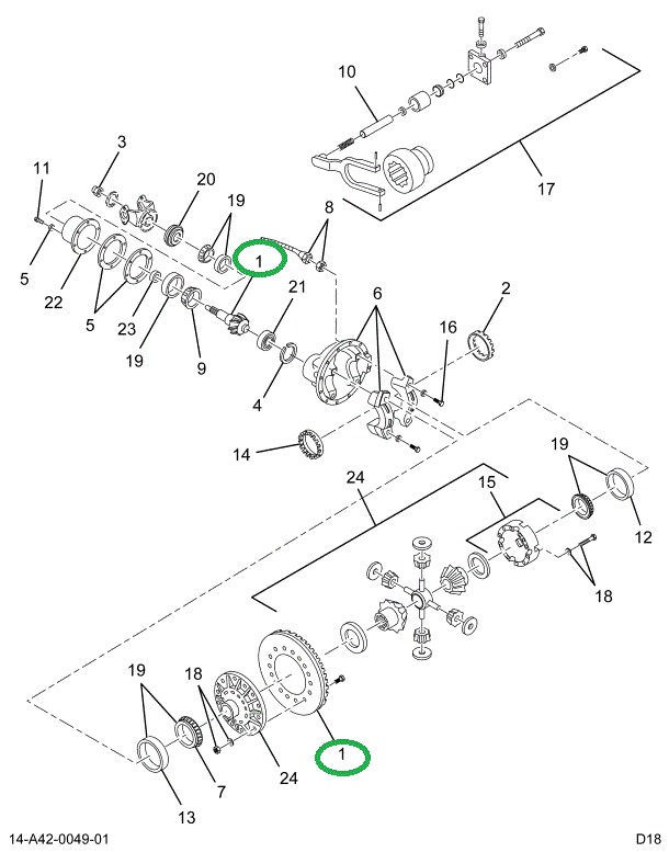 1670538C91 GEAR SET DIFF SIDE & PIN