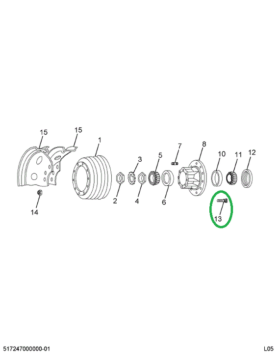 1677141C1 Stud, Wheel Mounting, Rh Threa