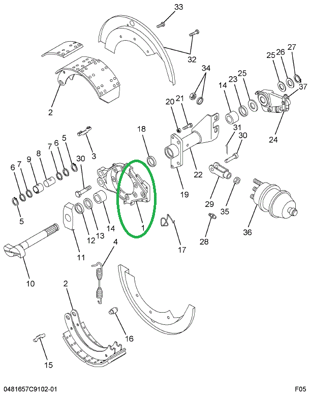 1681270C91 Spider, Brake With Bushing And