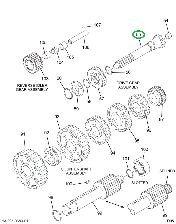 1694413C91 GEAR TRANS M/D W/SNAP RINGS