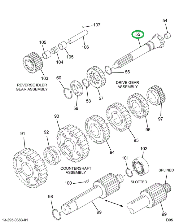 1694413C91 GEAR TRANS M/D W/SNAP RINGS