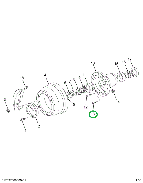 1695031C1 STUD,WHEEL HUB RT