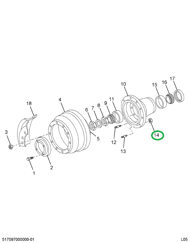 1695032C1 NUT,WHL STUD LT