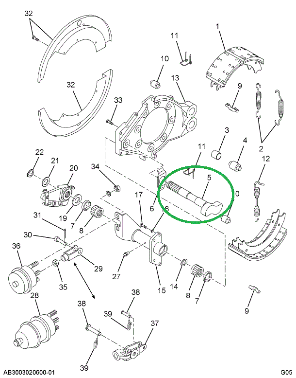 1695418C1 Camshaft, Brake, Lh Or Rh
