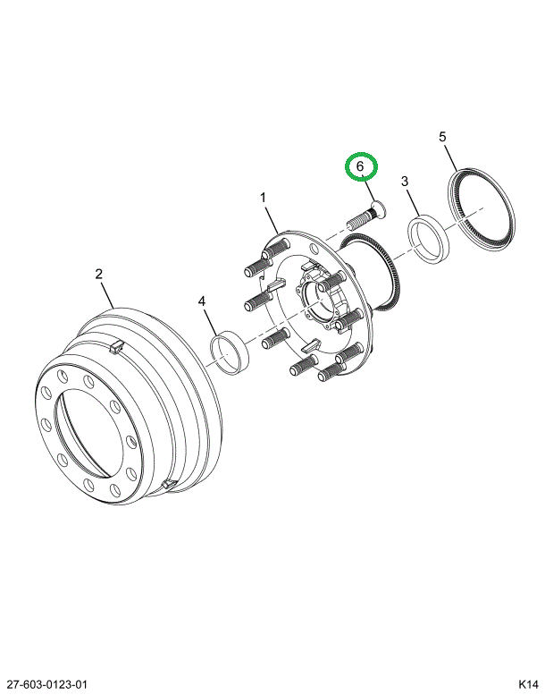 1696877C1 BOLT,WHEEL HUB LT THREAD