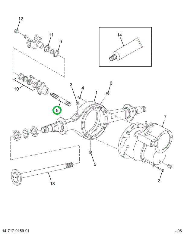 1698296C91 SHAFT-DIFF OUTPUT W/NUT 14GDE