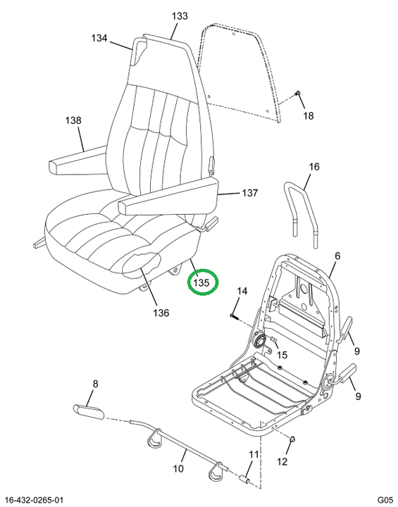 1698722C1 COVER SEAT CUSH GRAY VNYL