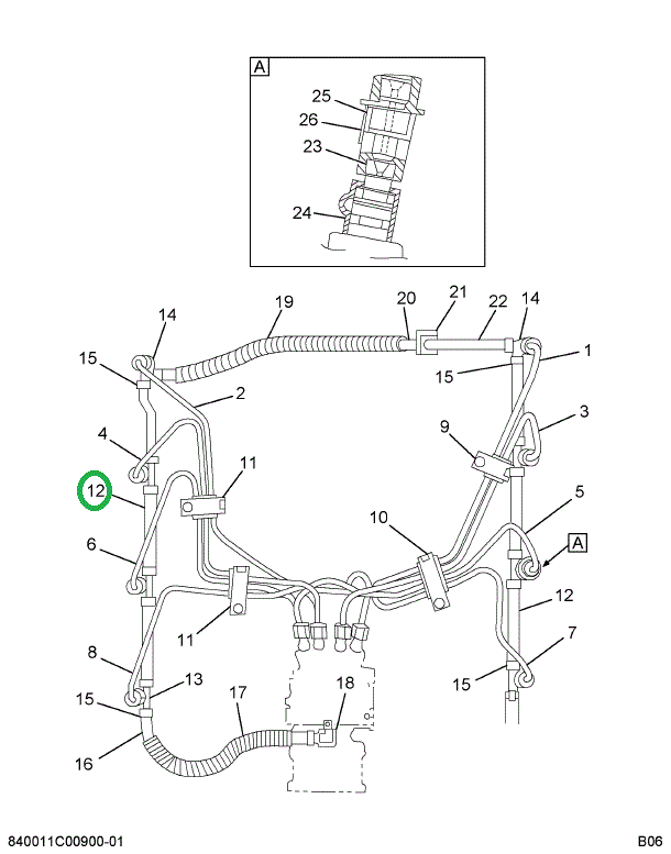 1813259C1 Hose, Fuel Return, 1/4 X 17 In