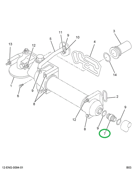 1830190C1 TUBE WATER OUTLET OIL COOLER