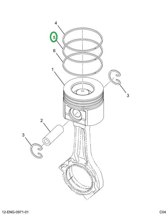 1847000C1 Ring, Piston, Engine, Complete