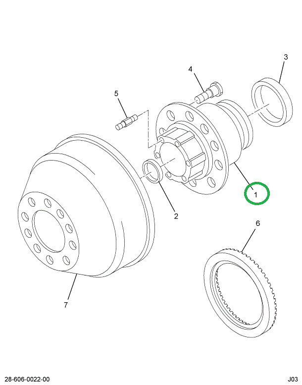 2003349C91 HUB REAR WHEEL W/CUPS & STUDS