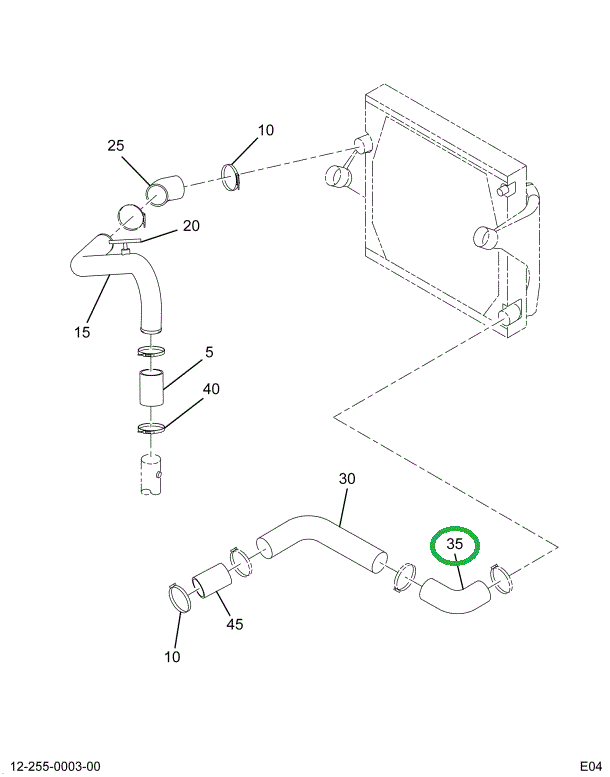 2012822C1 HOSE,OIL COOLER WATER