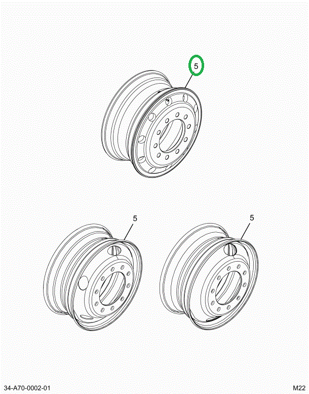2021628C3 Wheel, Disc, 22.5x9.00dc, 285