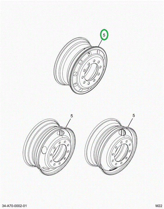 2021628C3 Wheel, Disc, 22.5x9.00dc, 285