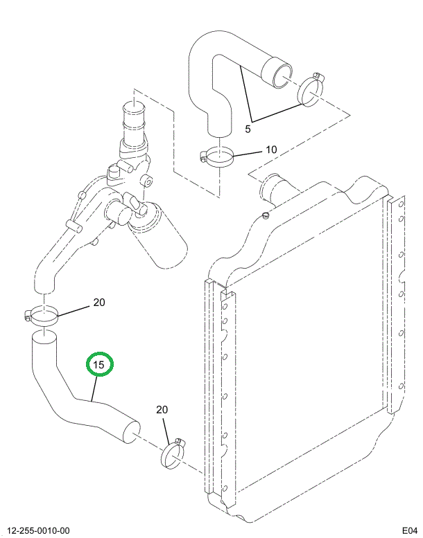 2030006C2 HOSE RAD OUTLET FOR FRT/BK CAC