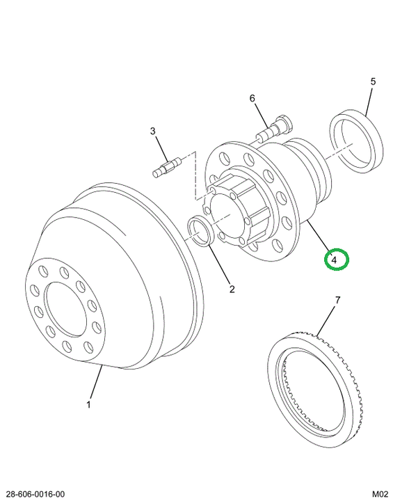 2034002C92 HUB, REAR W/CUPS & STUDS