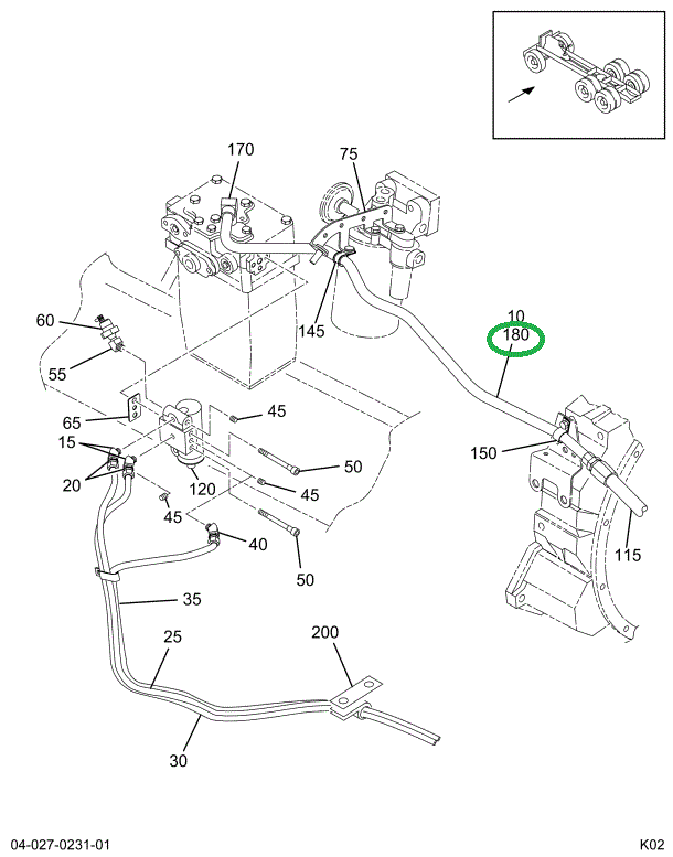 2039037C91 HOSE AIR BRAKE 62.0 IN. TEFLON