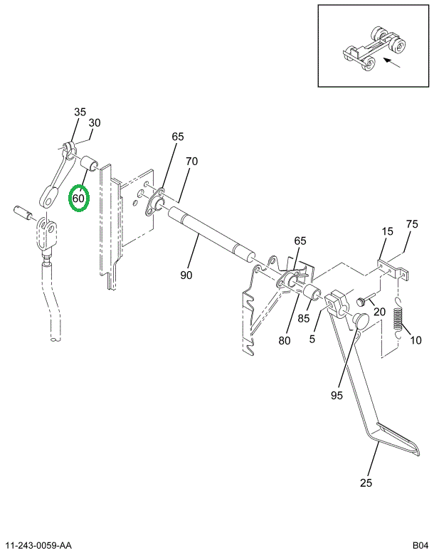 21696R1 SPACER CLUTCH PED BRKT 1X1.375