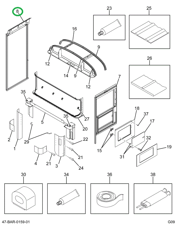 2201080C4 Frame, Entrance Door, Bus, Out