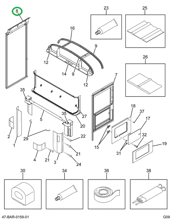 2201080C4 Frame, Entrance Door, Bus, Out
