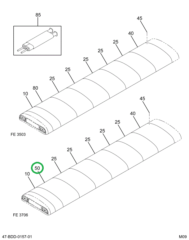 2201436C2 LINING  OVERHEAD  SGL HEM PERF