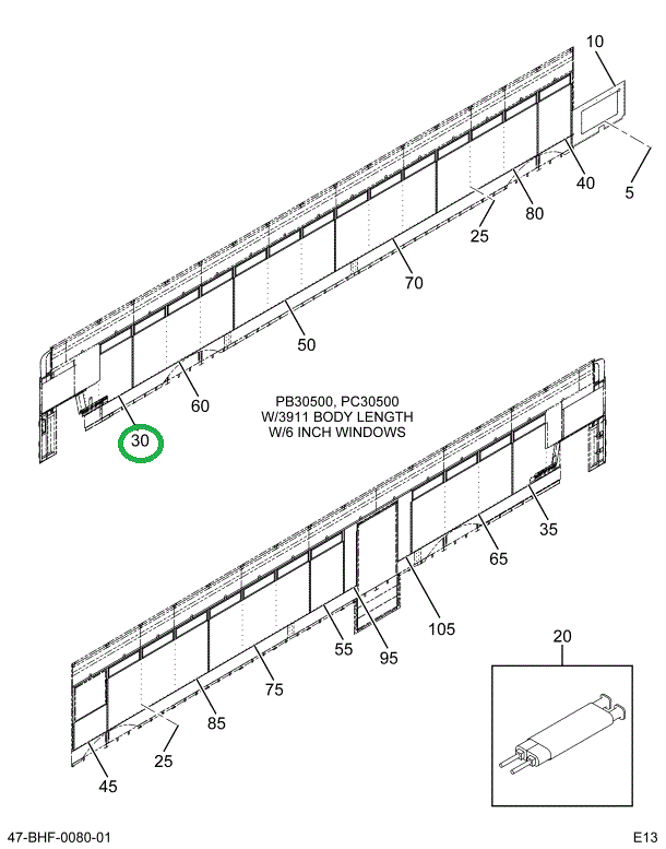 2201675C4 Lining Lower, 6 Inch Windows R