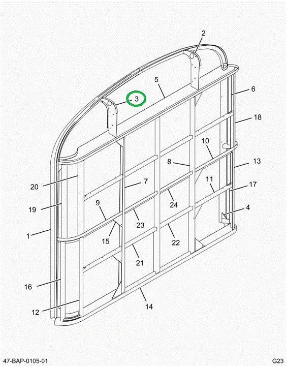 2201952C5 Brace, Bow, Bus, Rear, L