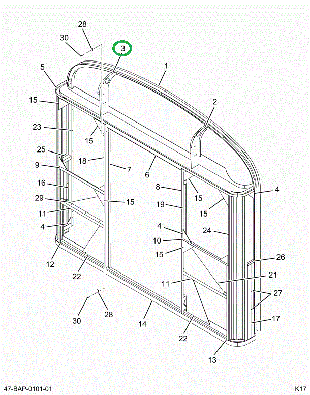 2201952C4 BRACE , BOW, REAR L