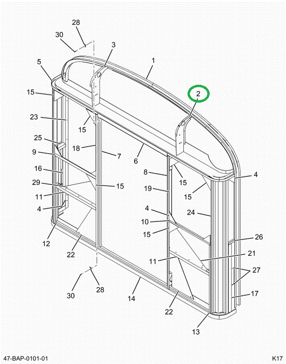 2201953C4 BRACE , BOW, REAR R