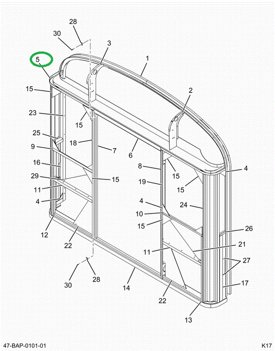 2201954C3 HEADER FRAME REAR