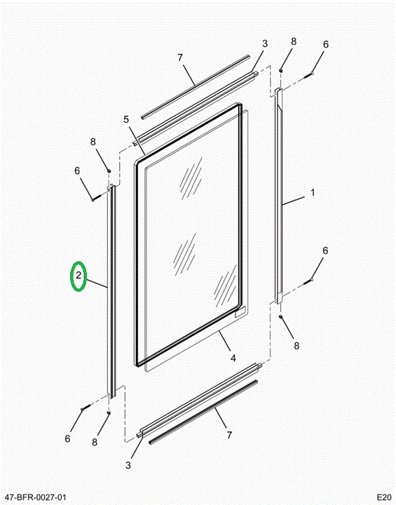 2202194C1 Rail, Aft Drivers Window, Bus,