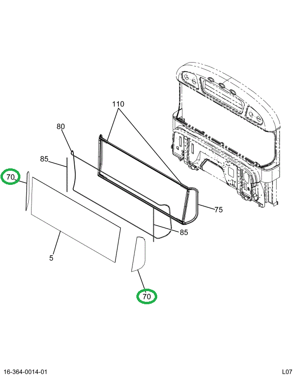 2202543C3 WINDSHLD,W/S FLAT THREE PIECE