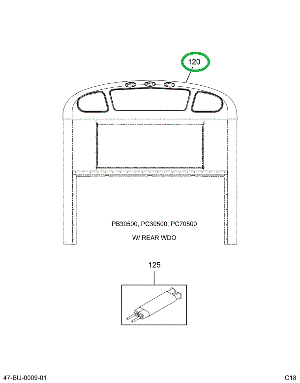 2204704C8 CAP, BUS BODY, REAR W/MARKER 4