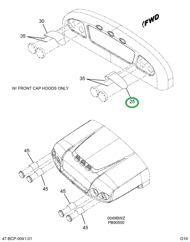 2204870C2 HOOD BLK WARN LGT LEFT/FRONT