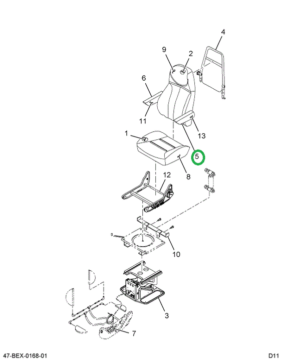 2205408C1 Armrest Driver National Green