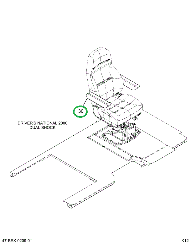 2205426C1 ARMREST  DRVR NAT BLK RH 42OZ