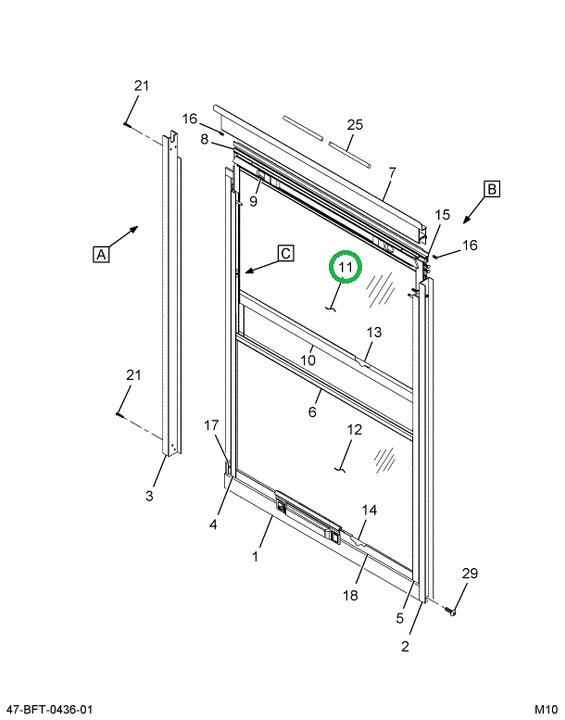 2205470C3 Glass, Laminated Top Kick Out