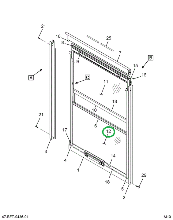 2205477C3 GLASS  PASS*K/O BOTTOM TEMPERE