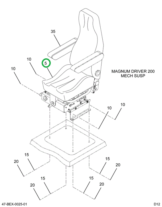 2208880C91 Seat, Drivers Without Armrest