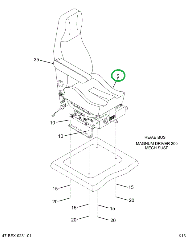 2208894C92 SEAT , MAG 200 NO ARMRST 42OZ