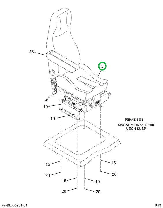 2208895C92 Seat, Mag 200 No Armrst 42oz G