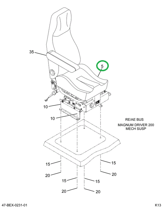 2208899C92 SEAT , MAG 200 NO ARMRST 42OZ