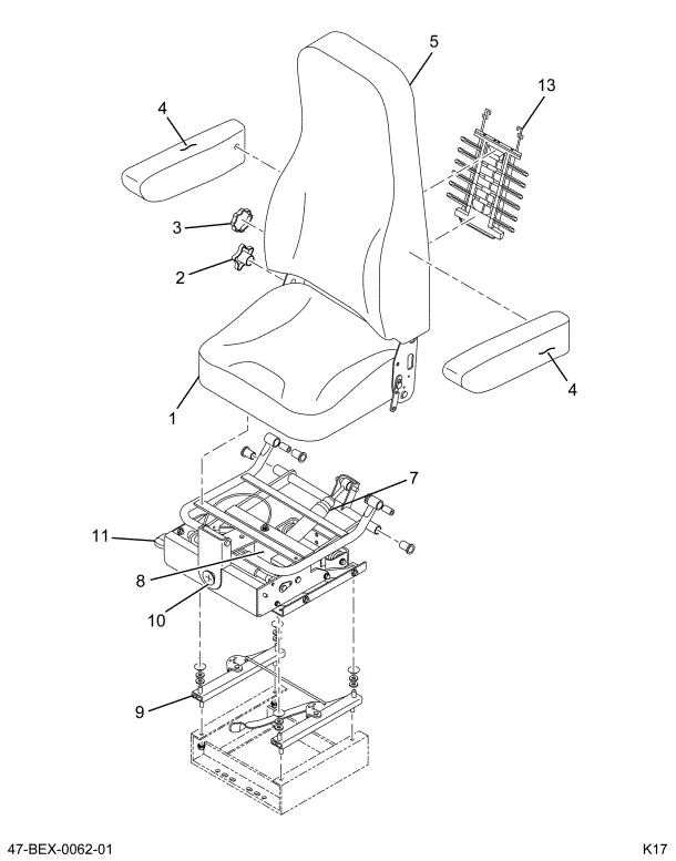 2208954C92 SEAT , MAG 100 N/ARMRST 42OZ G